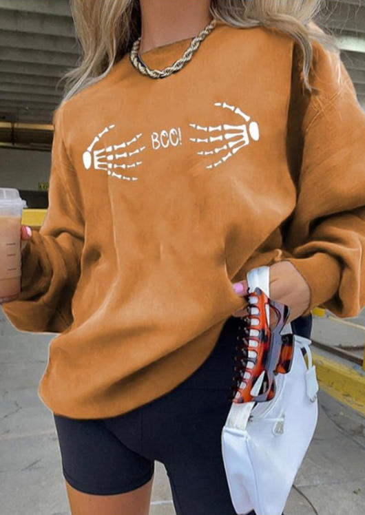 

Halloween Skeleton Hand Boo Sweatshirt - Yellow, FZ005468