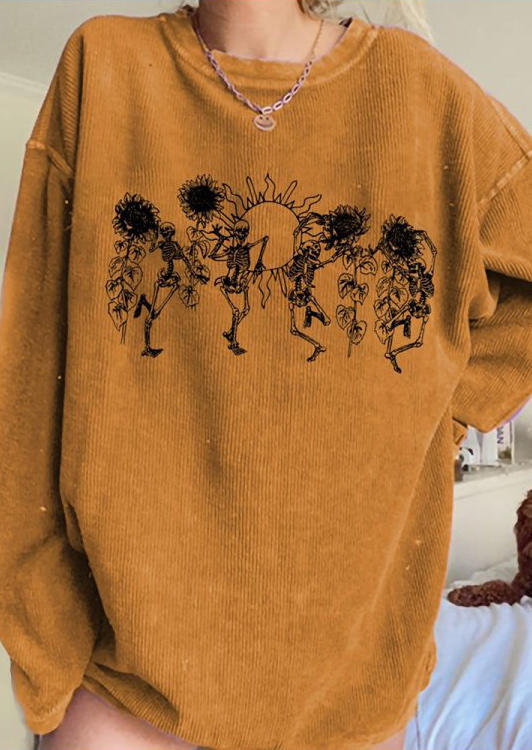 

Halloween Skeleton Sunflower Sweatshirt - Yellow, FZ005470