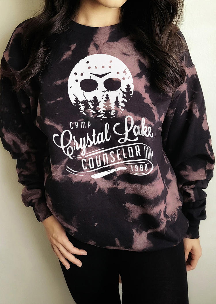 Camp Crystal Lake Counselor Tie Dye Sweatshirt - Black