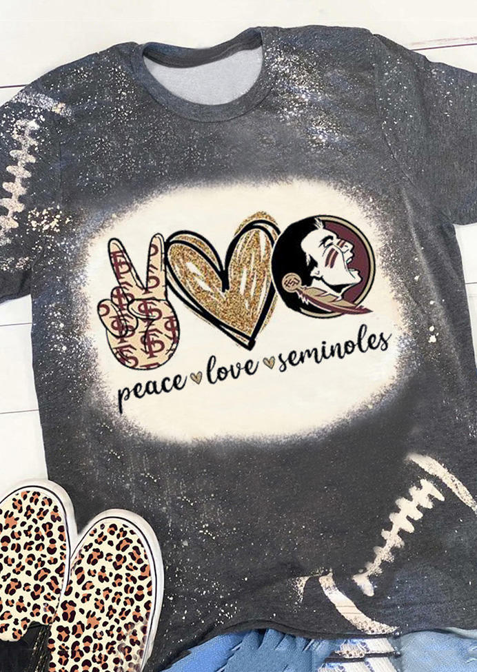 

Peace Love Seminoles Football T-Shirt Tee - Dark Grey, 518684