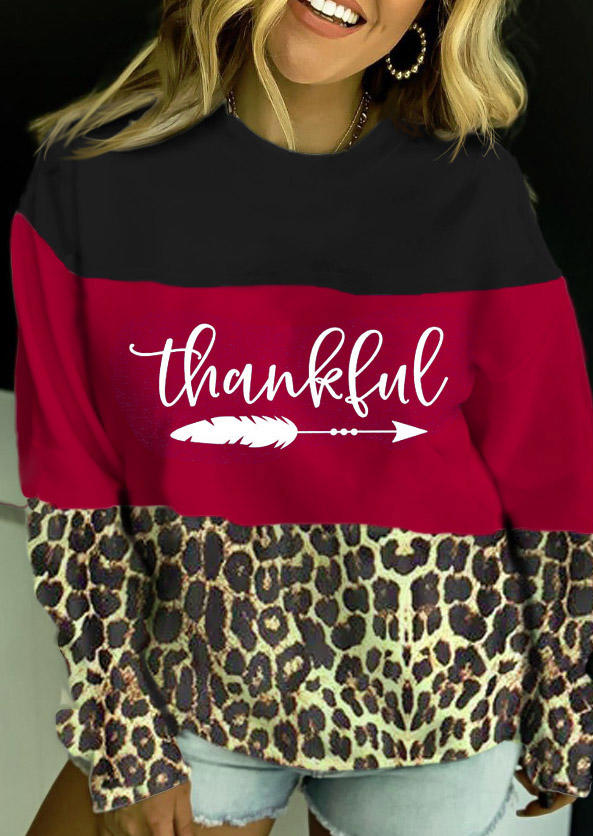 

Thankful Color Block Leopard Long Sleeve Sweatshirt, Multicolor, 518696