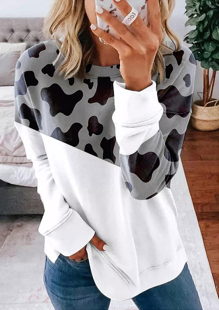 

Cow Long Sleeve Pullover Sweatshirt, Multicolor, 517756