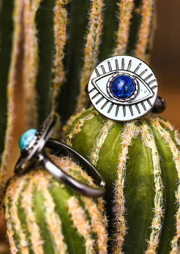 

Turquoise Evil Eye Open Adjustable Alloy Ring, Blue;cyan, 518457
