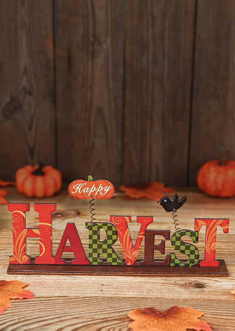 

Thanksgiving Autumn Harvest Pumpkin Wooden Decoration, Pattern1;pattern2, 518460