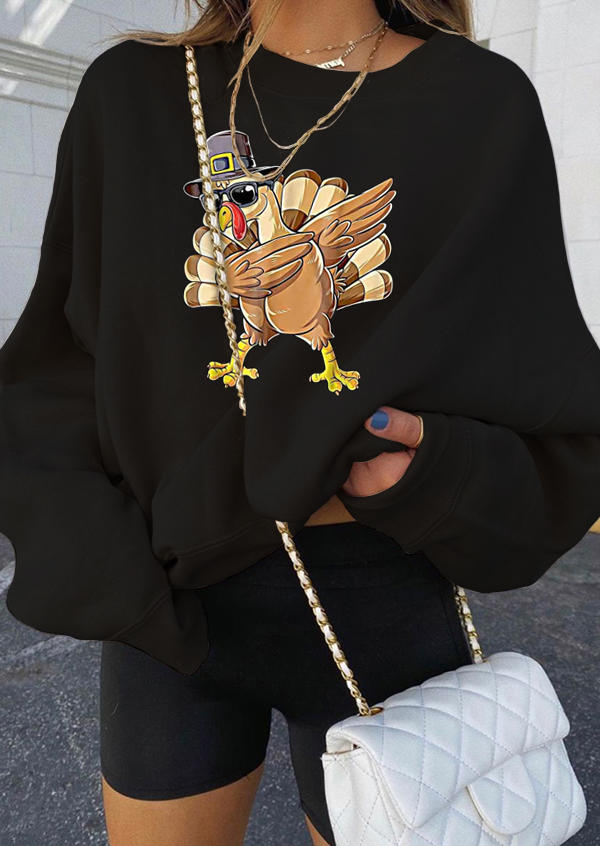 

Thanksgiving Turkey O-Neck Sweatshirt - Black, 518810