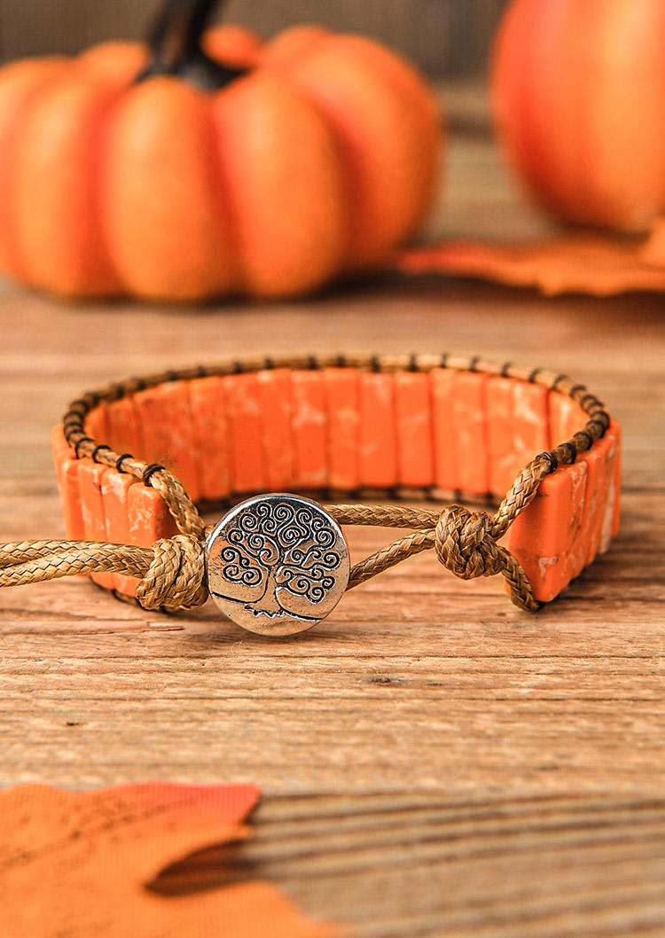 

Tree Of Life Stone Beaded Wrap Bracelet, Orange, 518413