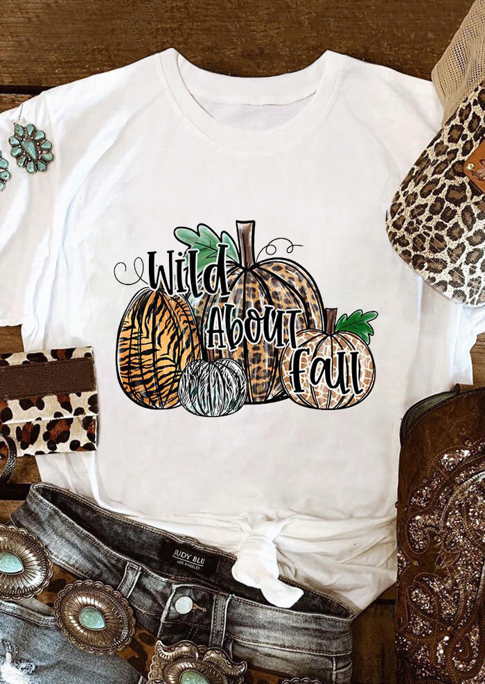 

Wild About Fall Leopard Pumpkin T-Shirt Tee - White, 518950