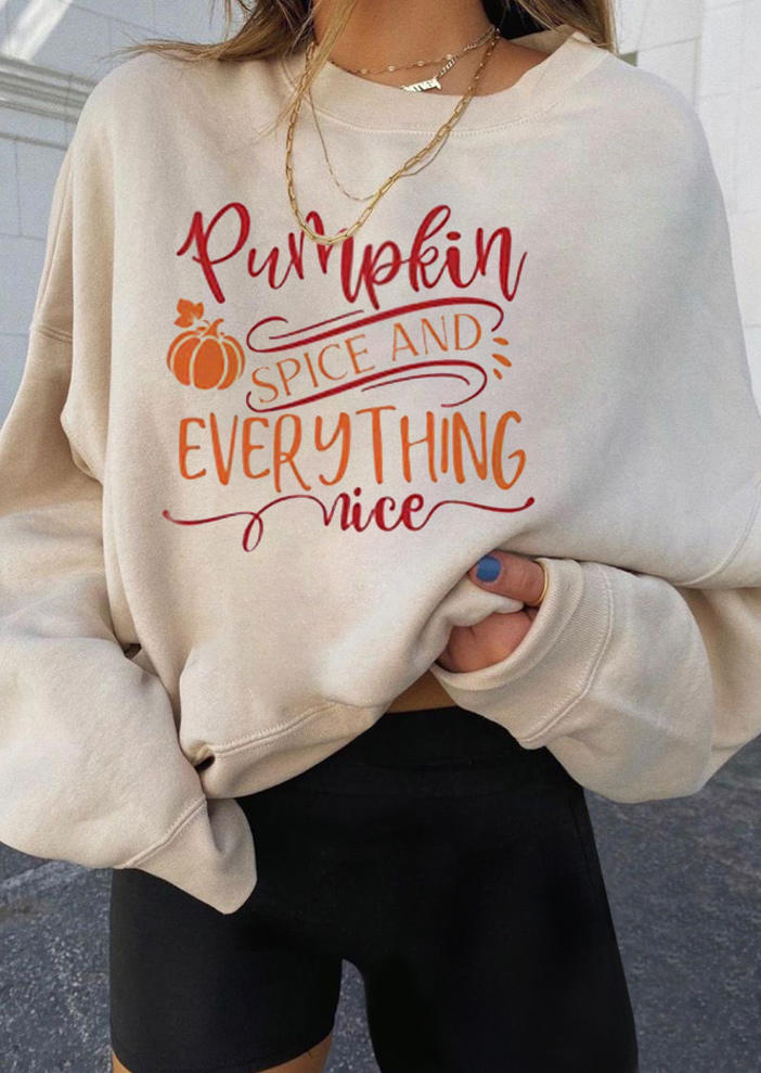 Pumpkin Spice And Every Thing Nice Sweatshirt - Light Khaki