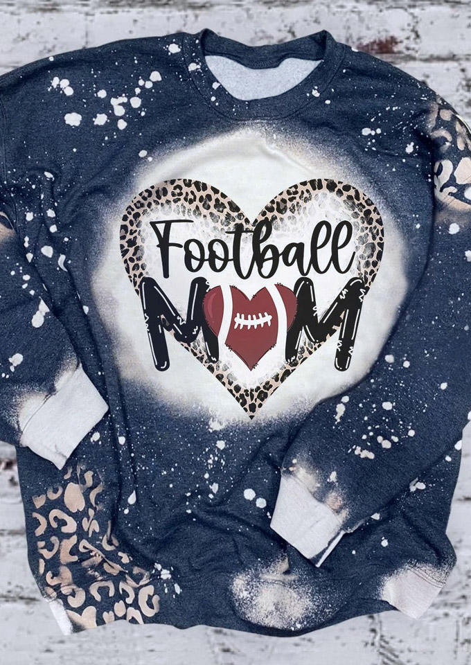 Kaufen Football Mom Leopard Heart Sweatshirt - Navy Blue. Bild