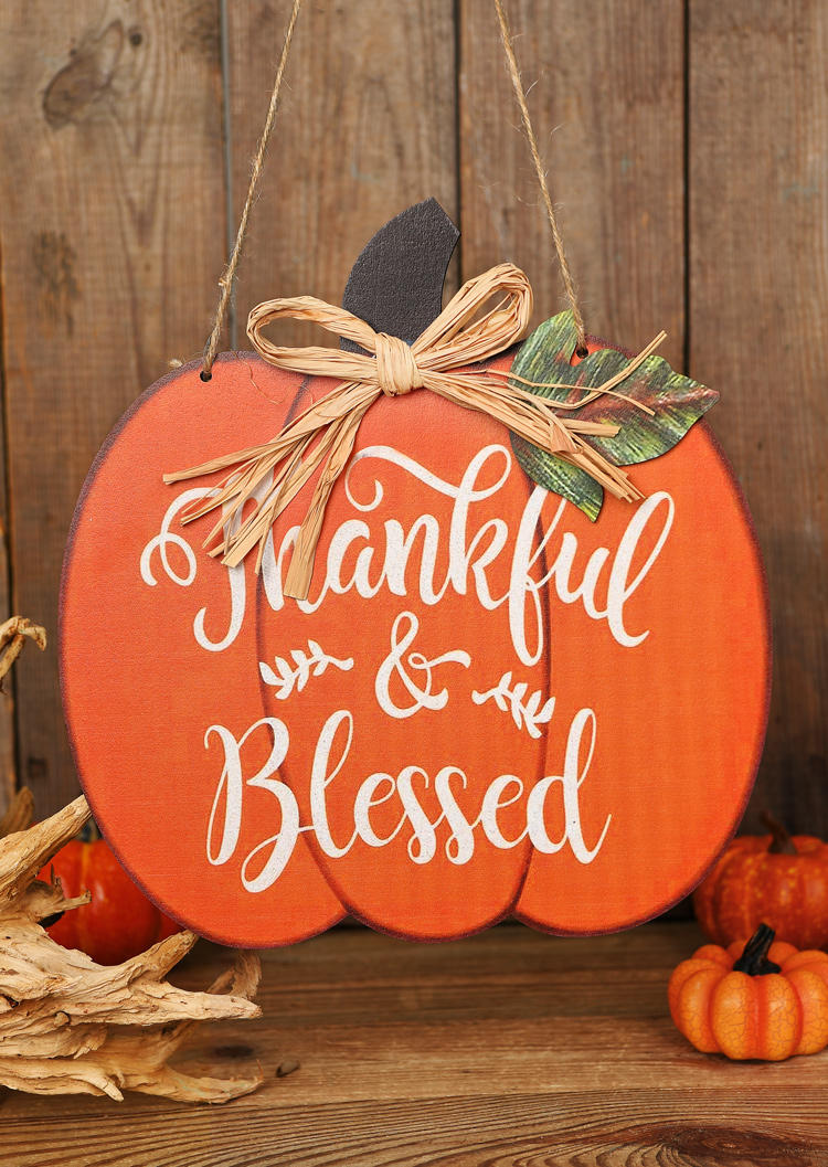 

Thankful Blessed Pumpkin Hanging Decoration, Orange, 518943