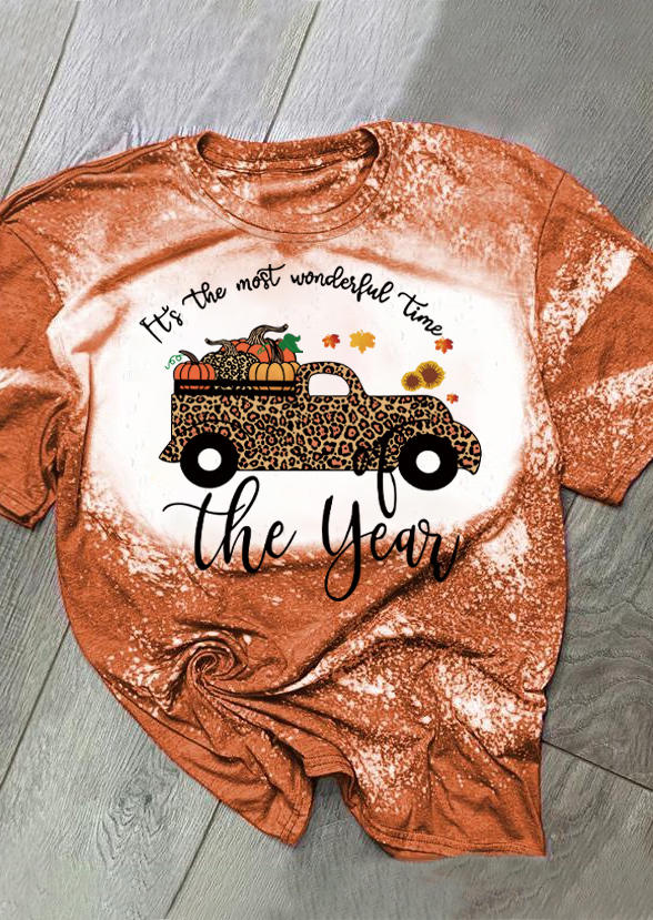 Leopard It's The Most Wonderful Time Of The Year T-Shirt Tee - Orange