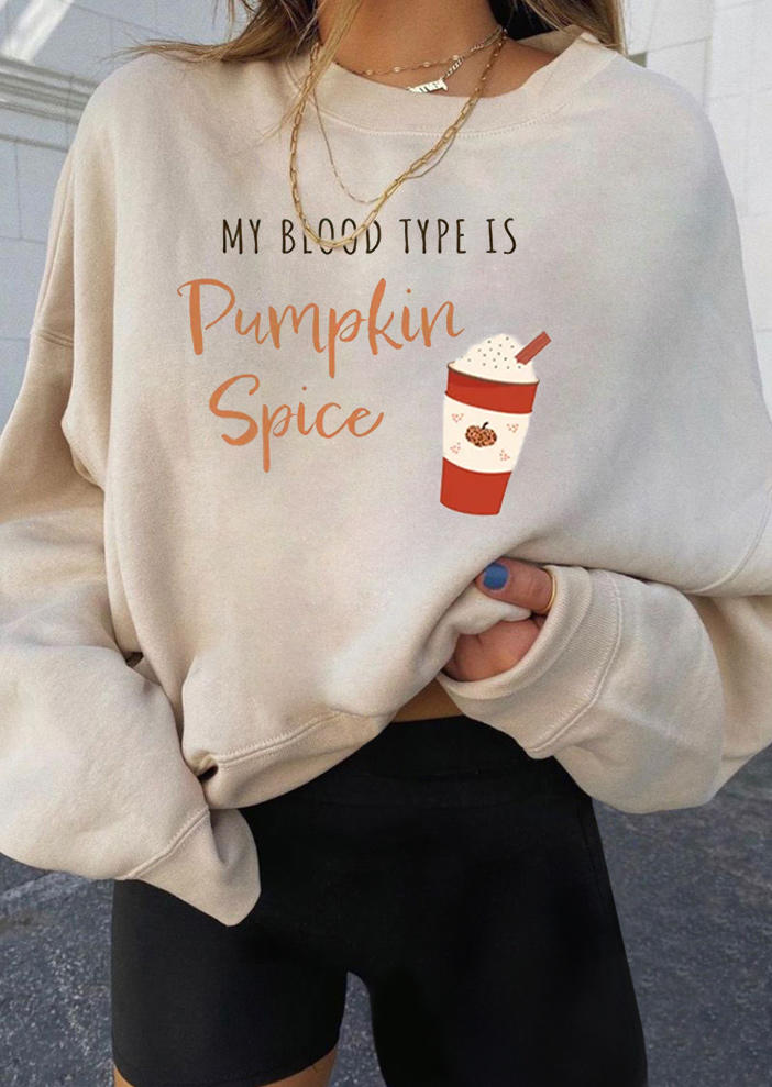 

Halloween My Blood Type Is Pumpkin Spice Sweatshirt - Beige, 519097