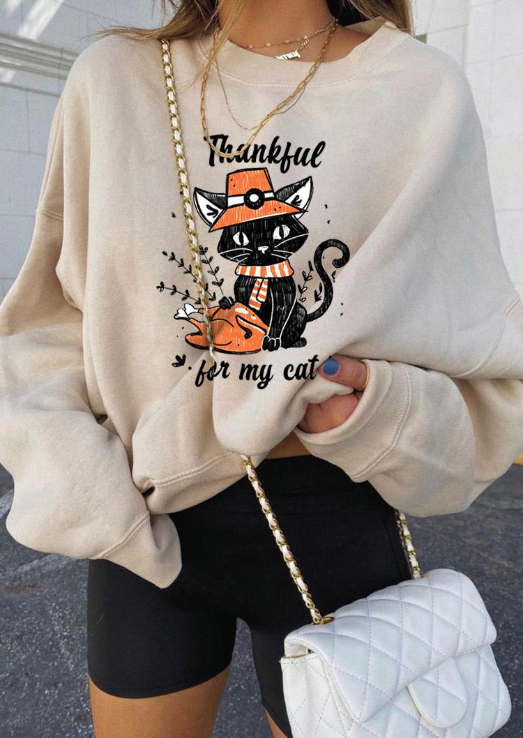 

Thankful For My Cat Long Sleeve Sweatshirt - Apricot, 519134