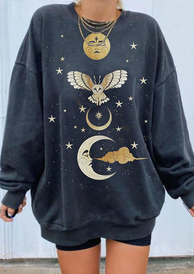 

Sun Moon Eagle Long Sleeve Sweatshirt - Dark Grey, 519162