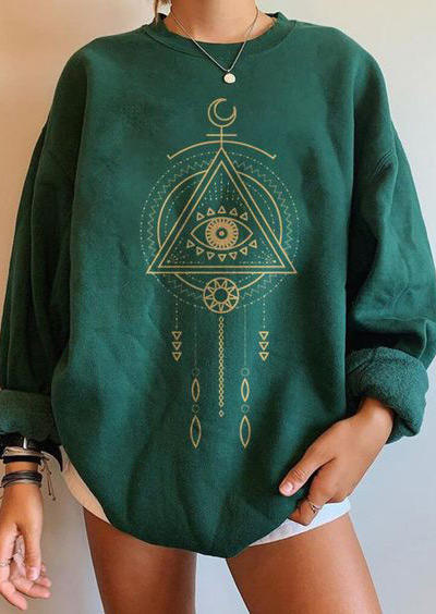 

Hippie Eye Moon Sweatshirt - Green, 519183