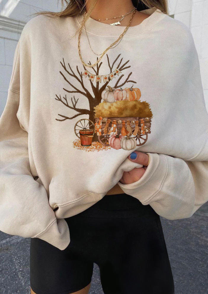 

Autumn Pumpkin Long Sleeve Sweatshirt - Beige, 519188