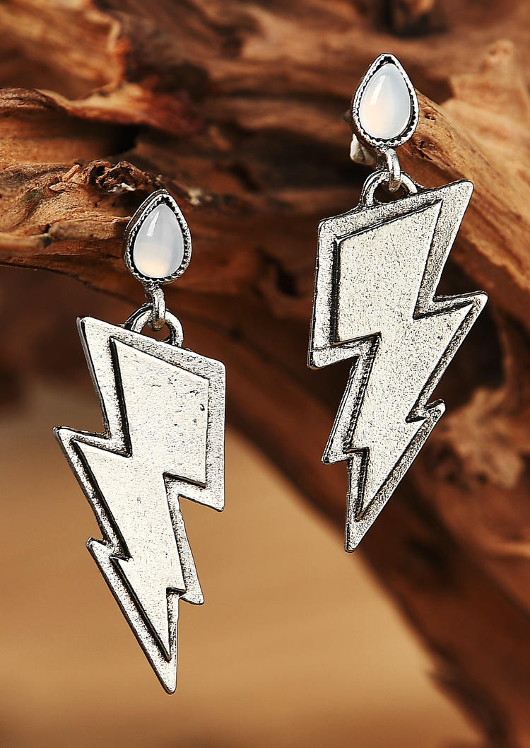 

Lightning Moonstone Alloy Earrings - Silver, 518944