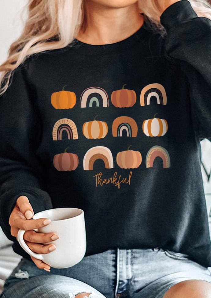 

Thankful Pumpkin Pullover Sweatshirt - Black, 519240