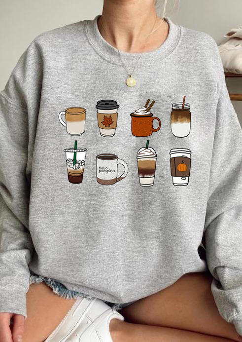 

Thanksgiving Coffee Maple Leaf Pumpkin Sweatshirt - Gray, 519242