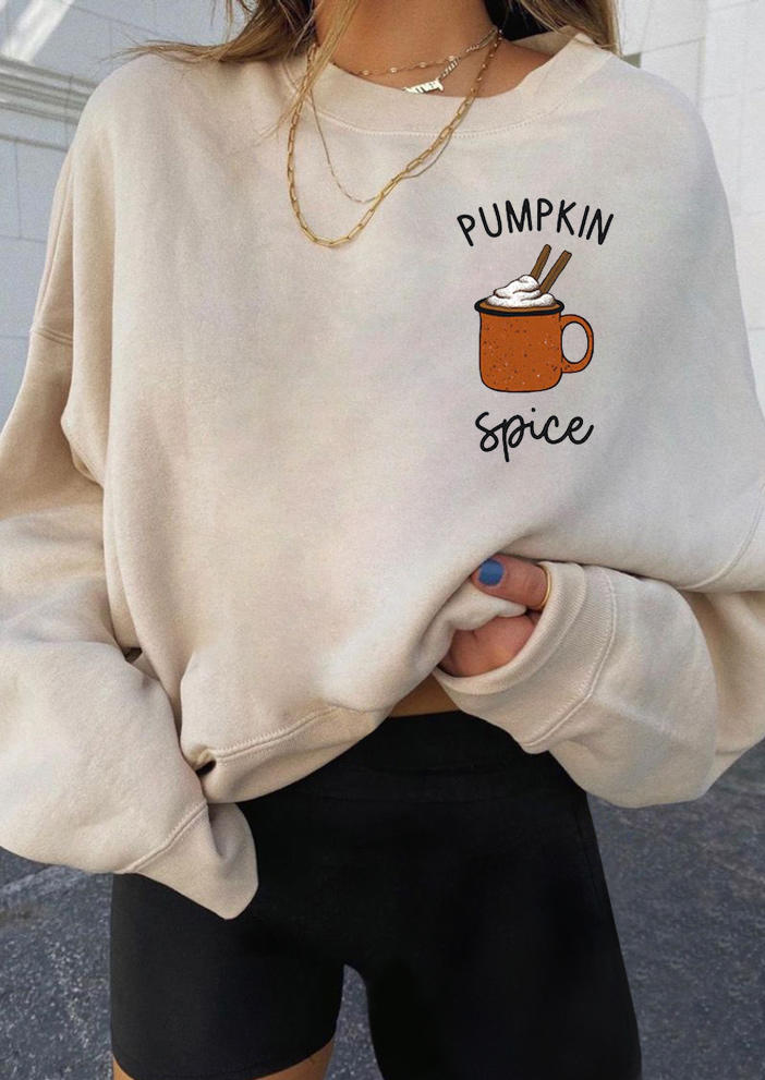 

Pumpkin Spice Drink Long Sleeve Sweatshirt - Beige, 519248