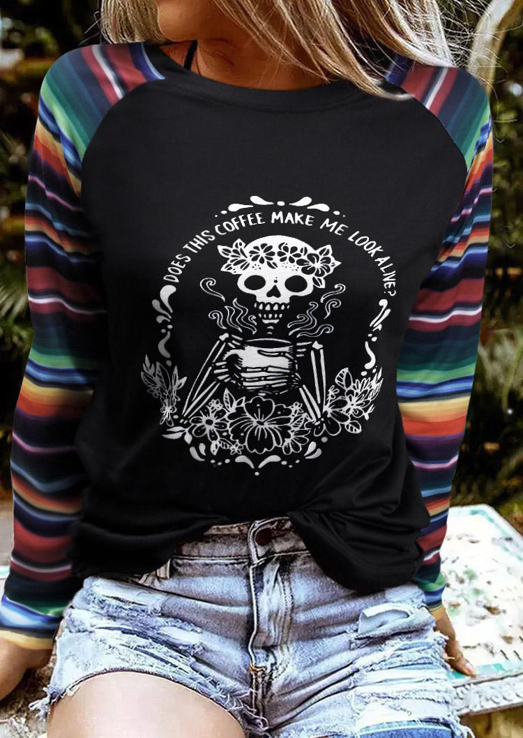 

Skull Serape Striped Blouse - Black, 518868