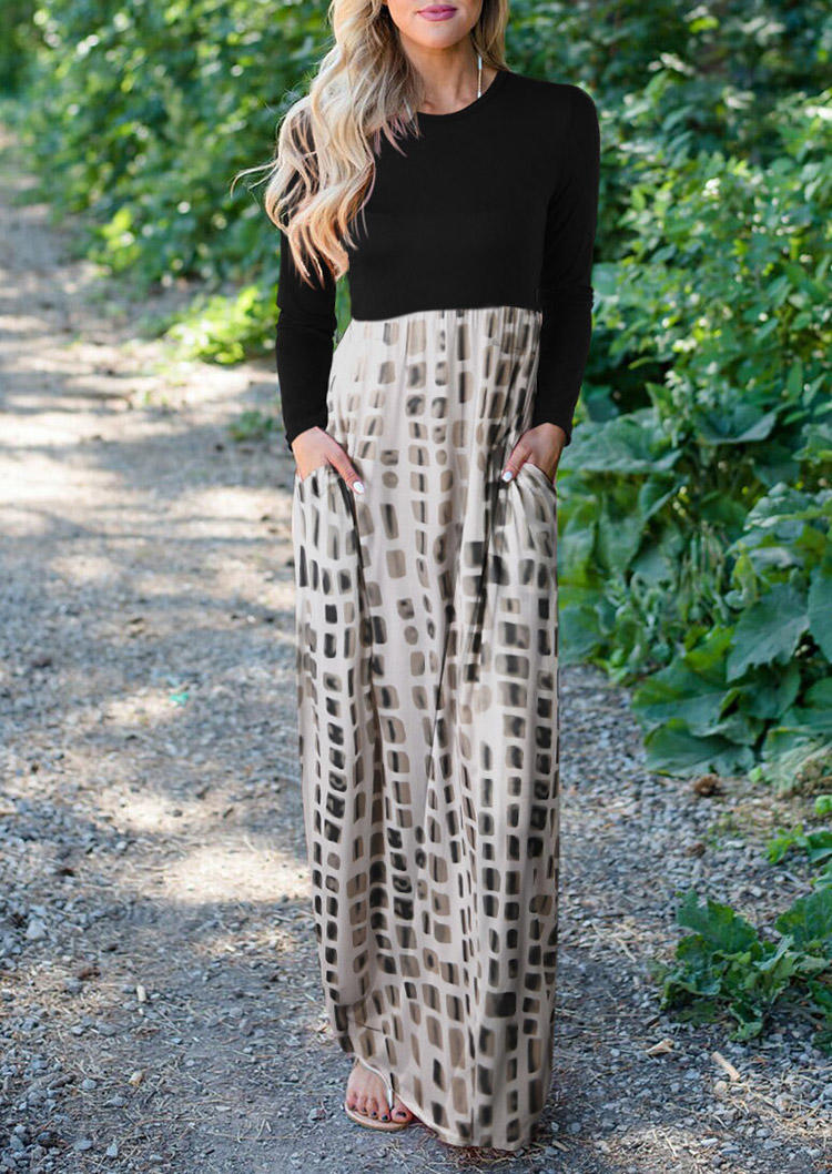 

Tie Dye Pocket Long Sleeve Maxi Dress, Multicolor, 518953
