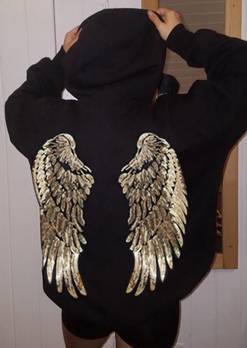

Golden Wings Long Sleeve Hoodie - Black, 519275