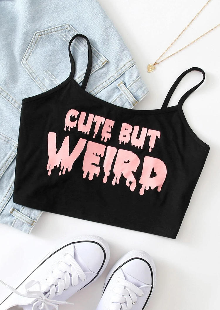 

Cute But Weird Crop Camisole Top - Black, 519291