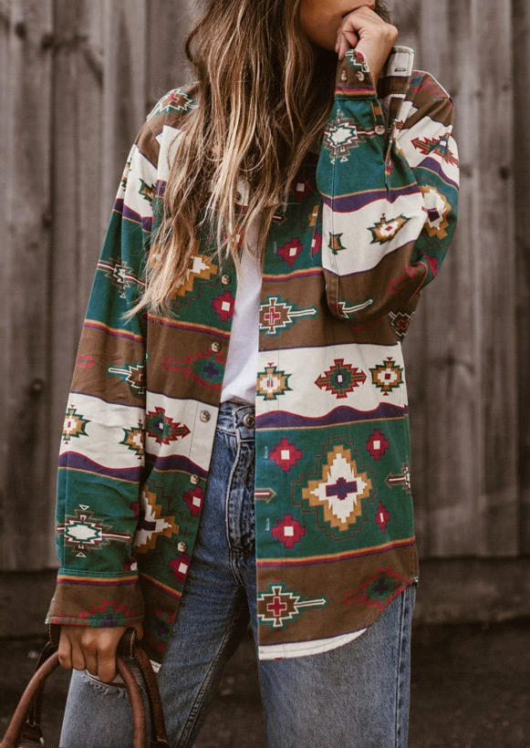 

Vintage Ethnic Style Long Sleeve Cardigan Coat, Multicolor, 517984
