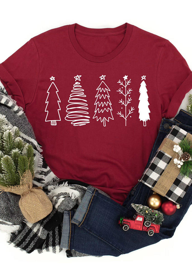 

Christmas Tree T-Shirt Tee - Burgundy, 519361