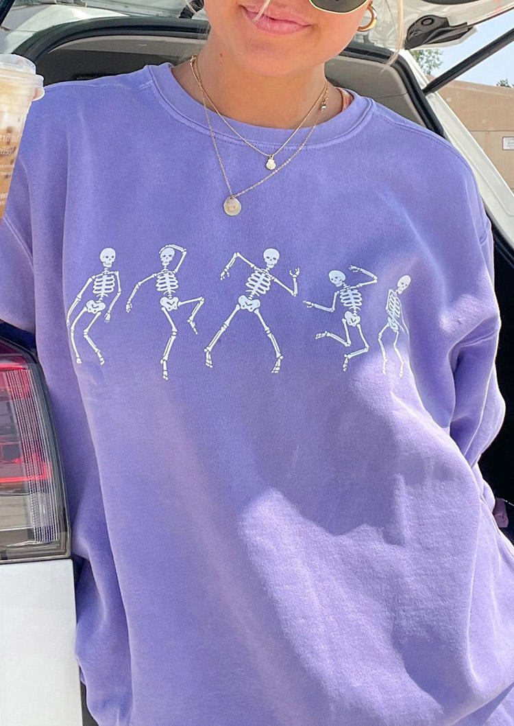 Buy Dancing Skeleton Pullover Sweatshirt - Purple. Picture