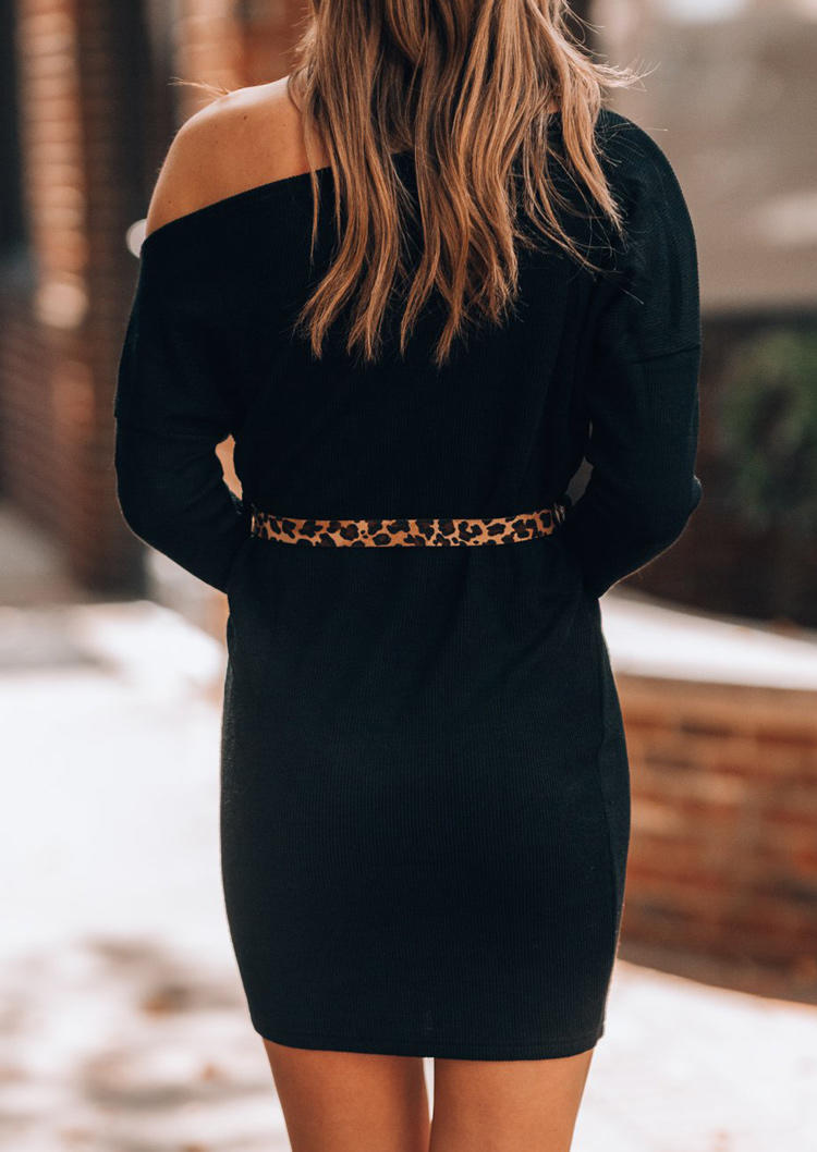 One Sided Cold Shoulder Bodycon Dress - Black