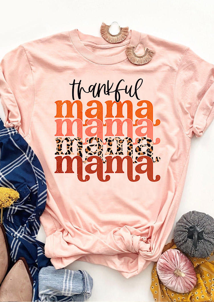 

Thankful Mama Leopard T-Shirt Tee - Pink, 519323