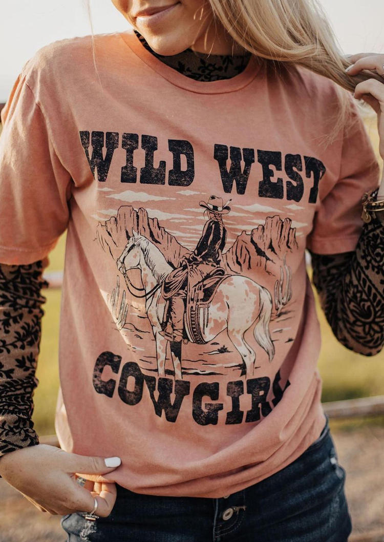 

Wild West Cowgirl Horse T-Shirt Tee - Orange, 519415