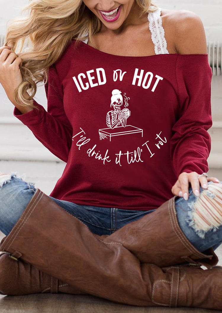 

Iced Or Hot Skeleton Pullover Sweatshirt - Burgundy, Red, 519420