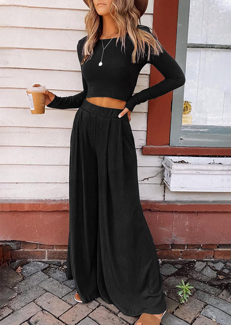 

T-Shirt Tee And Elastic Waist Pants Two-Piece Set - Black, 519483