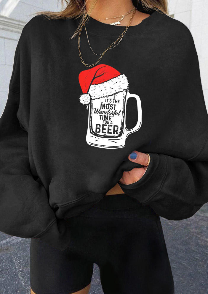 

Wonderful Time For A Beer Christmas Hat Sweatshirt - Black, 519502