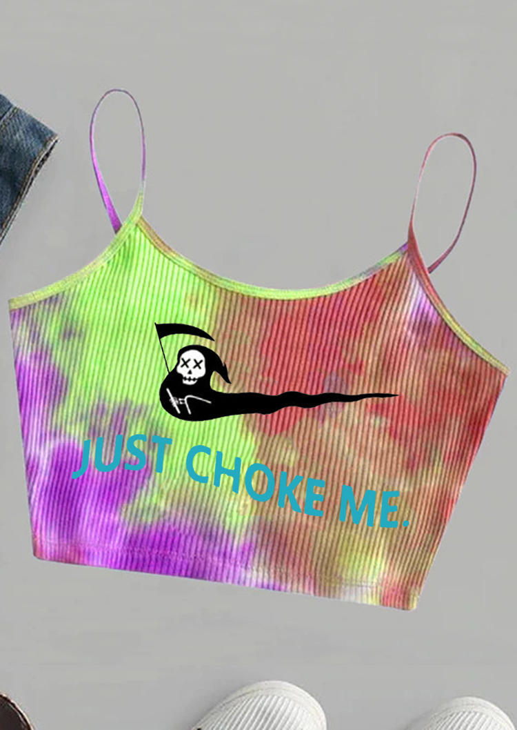 

Tie Dye Just Choke Me Rib Crop Cami Top - Green, 519554