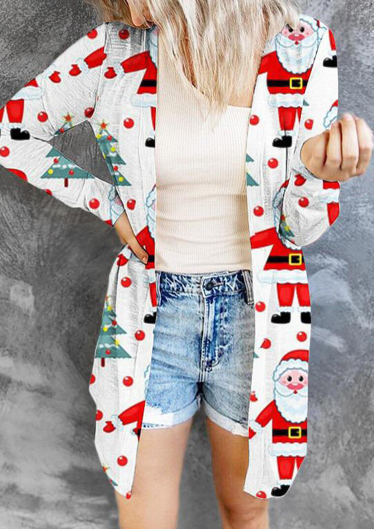

Christmas Tree Santa Claus Long Sleeve Cardigan, Multicolor, 519016