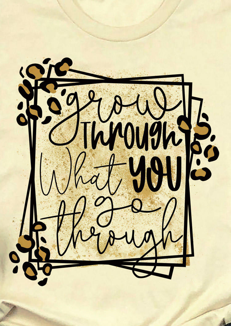 Grow Through What You Go Through Leopard T-Shirt Tee - Light Yellow