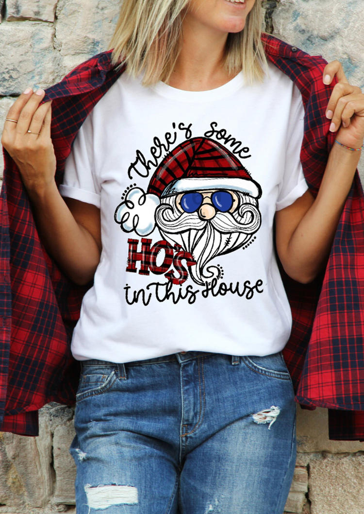 Santa There's Some Ho's In This House T-Shirt Tee - White