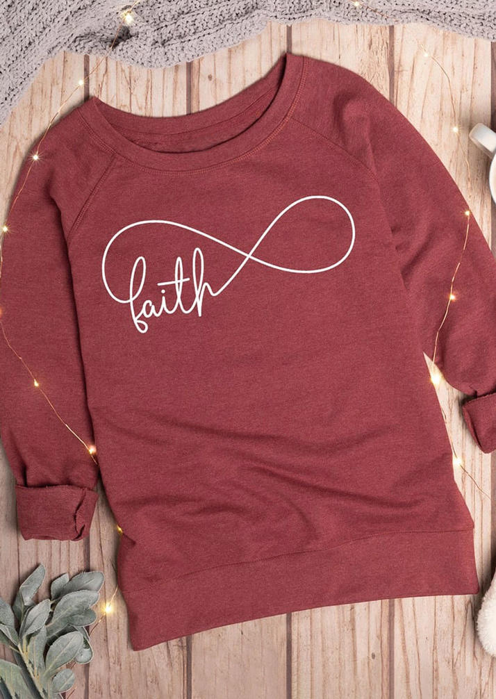 Buy Faith Long Sleeve O-Neck Sweatshirt - Brick Red. Picture