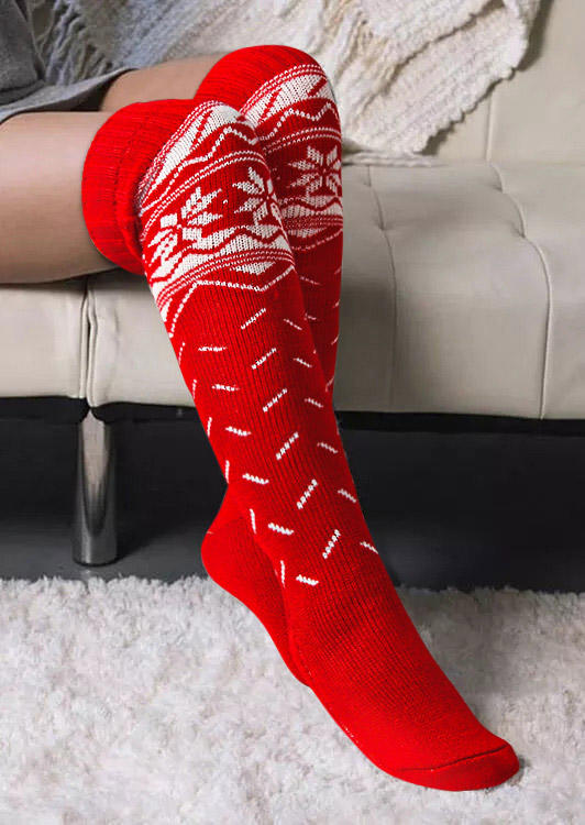 

Christmas Snowflake Over Knee Socks, Red, 519332