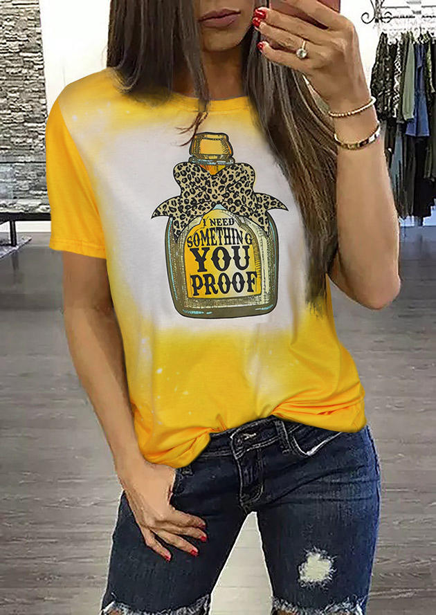 I Need Something You Proof Liquor Leopard T-Shirt Tee - Yellow