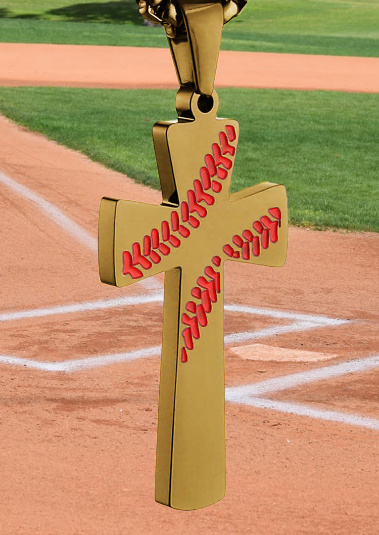 

Baseball Cross Pendant Necklace, Gold, 519670