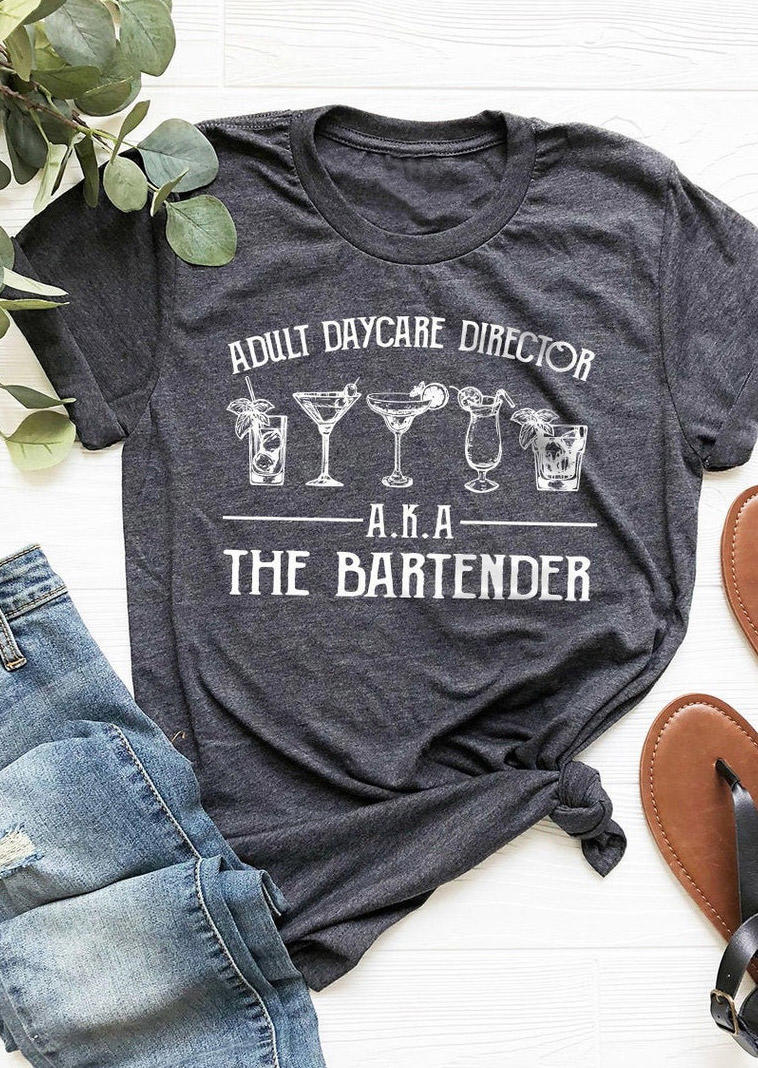 

Adult Daycare Direction The Bartender T-Shirt Tee - Dark Grey, 519820
