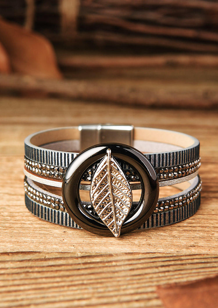 

Leaf Magnetic Buckle Bracelet, Silver, 519541