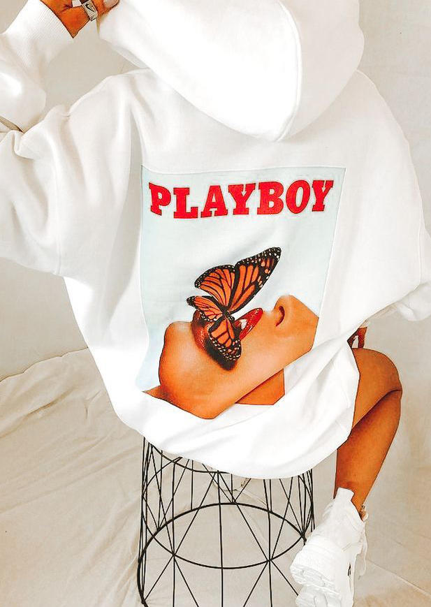 

Playboy Butterfly Graphic Hoodie - White, 519875