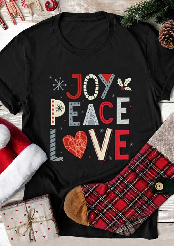 

Christmas Joy Peace Love T-Shirt Tee - Black, 519884