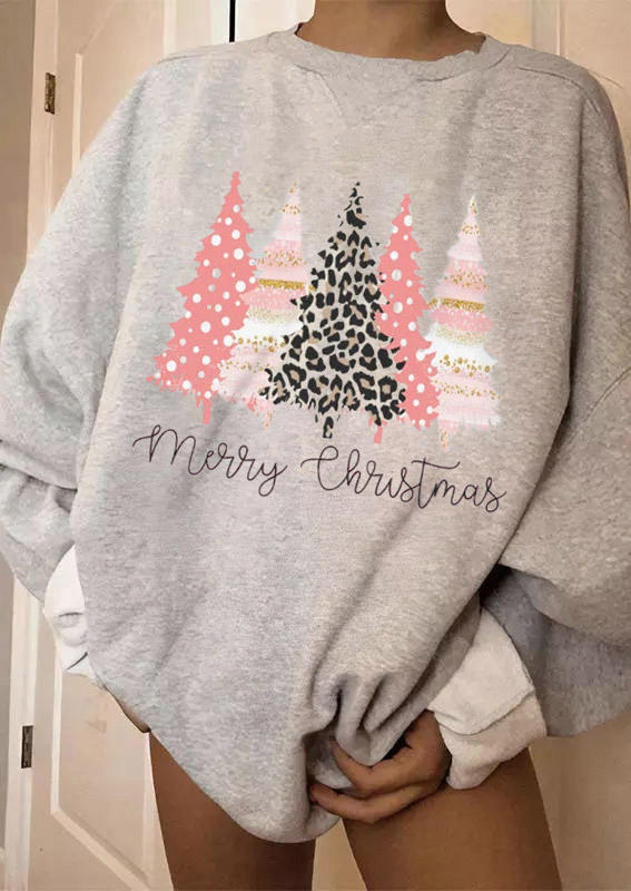 

Merry Christmas Leopard Tree Sweatshirt - Gray, 519934